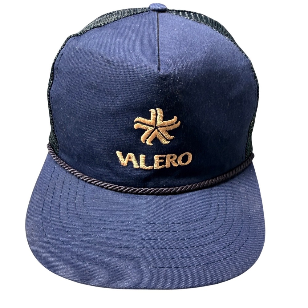 Vintage Valero Oil Gas Rope Trucker Hat Atexace USA Snapback